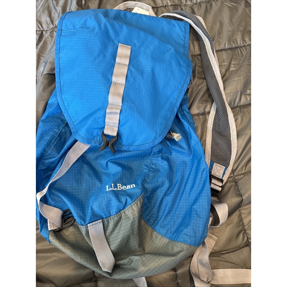 L.L. Bean Stowaway Backpack Blue Ultra Lightweight Hiking Day Pack Utility